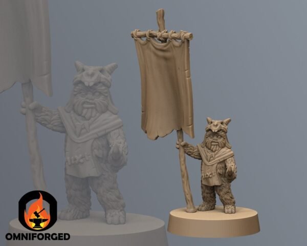 Guerilla Bear Standard Bearer | Anvilrage Studios | Legion Scale | 3D Printed Figure