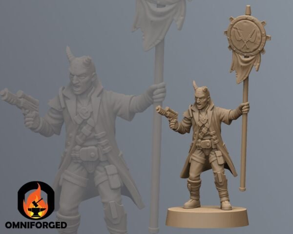 Pirate Crest Standard Bearer | Anvilrage Studios | Legion Scale | 3D Printed Figure