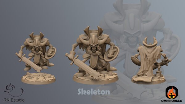 Skeleton Warrior JRPG Fantasy Miniature Mini RN Estudio 28mm 32mm