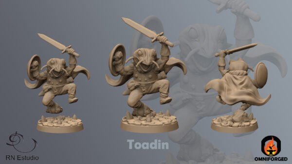 Toadin JRPG Fantasy Miniature RN Estudio Frog Man Warrior 28mm 32mm