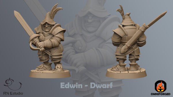 Edwin the Dwarf JRPG Fantasy Miniature RN Estudio Dwarf Warrior Fighter DnD RPG