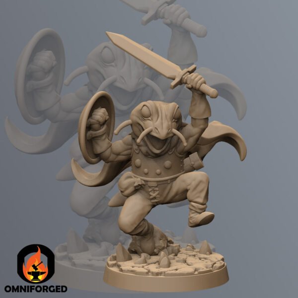 Toadin JRPG Fantasy Miniature RN Estudio Frog Man Warrior 28mm 32mm