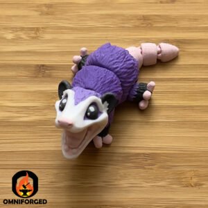 Mini Articulated Possum Purple Toy Animal 3D Printed