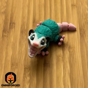 Mini Articulated Possum Sea Green Toy Animal 3D Printed