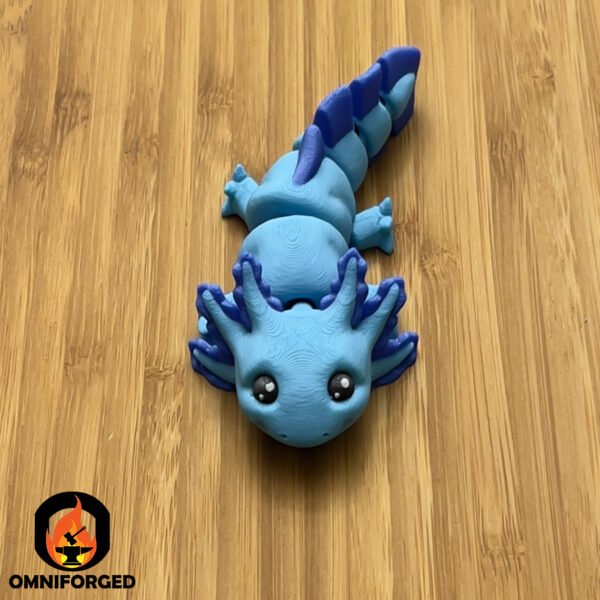 Mini Articulated axolotl Light Blue/Blue Toy Animal 3D Printed