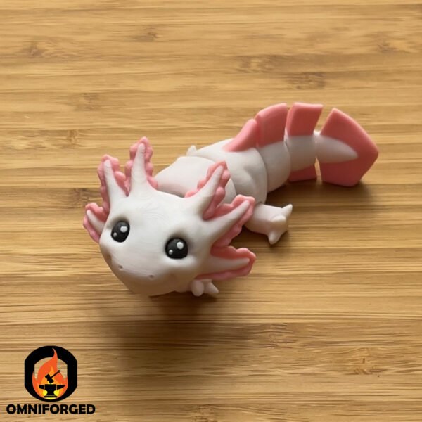 Mini Articulated axolotl White/Pink Toy Animal 3D Printed