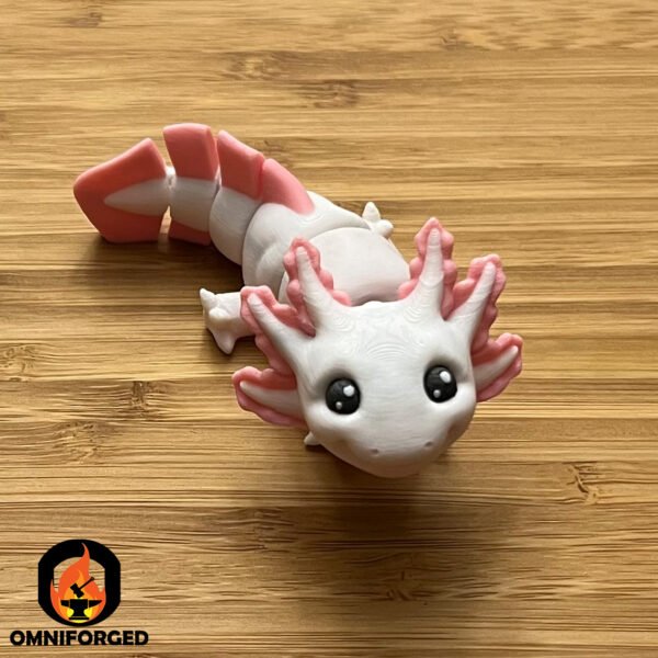 Mini Articulated axolotl White/Pink Toy Animal 3D Printed