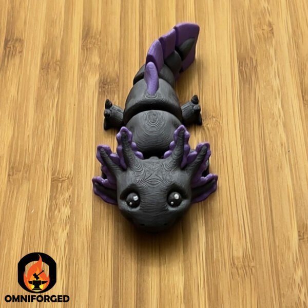 Mini Articulated axolotl Black/Purple Toy Animal 3D Printed