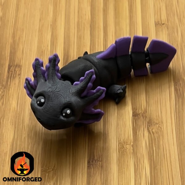 Mini Articulated axolotl Black/Purple Toy Animal 3D Printed