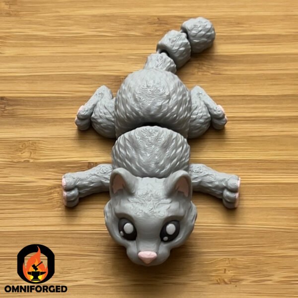 Mini Articulated Glint Eye Cat Grey Toy Animal 3D Printed