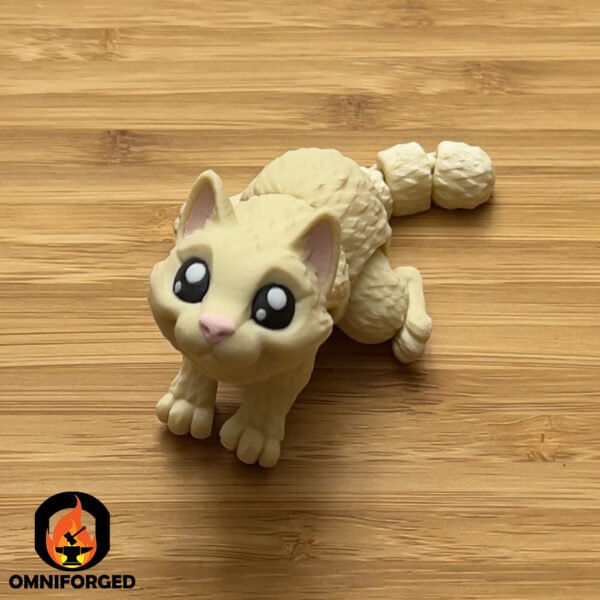 Mini Articulated Glint Eye Cat Beige Toy Animal 3D Printed