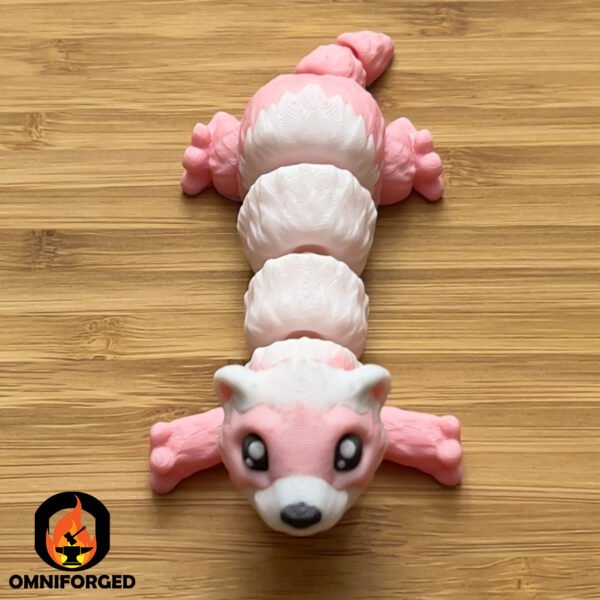 Mini Articulated Ferret White/Pink Toy Animal 3D Printed