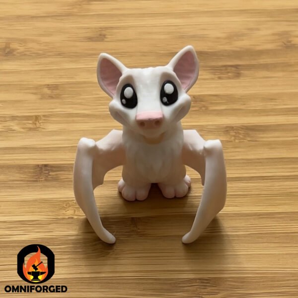 Mini Articulated Fruit Bat White Toy Animal 3D Printed