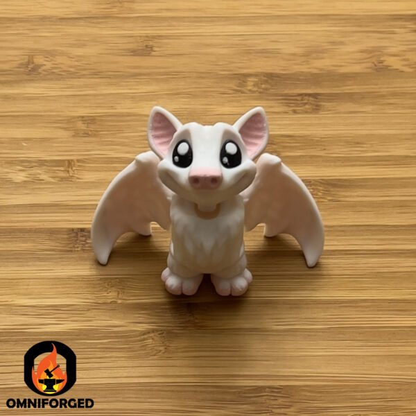 Mini Articulated Fruit Bat White Toy Animal 3D Printed