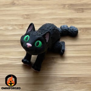 Mini Articulated Slit Eye Cat Black/Green Toy Animal 3D Printed