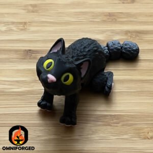 Mini Articulated Slit Eye Cat Black/Yellow Toy Animal 3D Printed