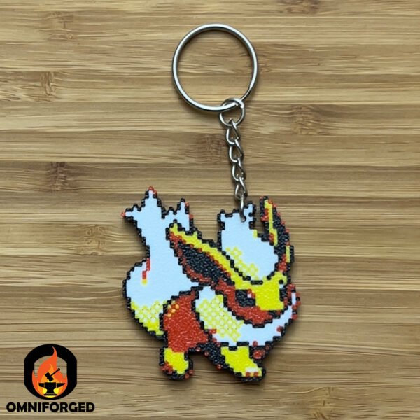 3D Printed Flareon Pokémon Keychain – Durable PLA Filament Accessory