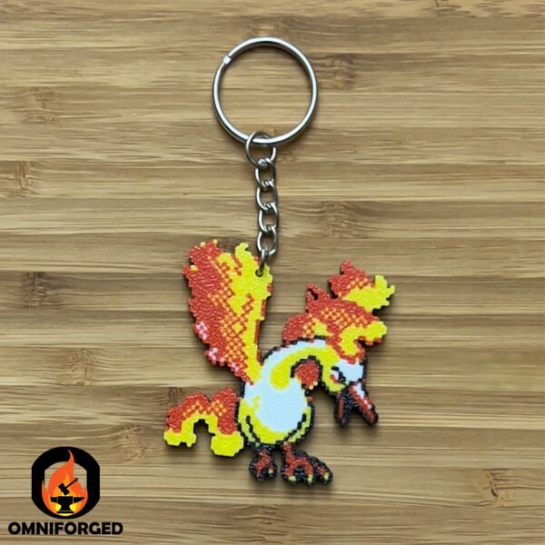 3D Printed Moltres Pokémon Keychain – Durable PLA Filament Accessory