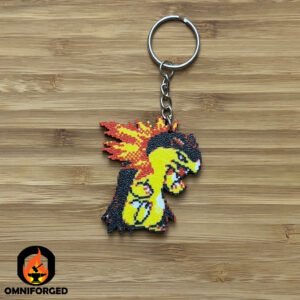 3D Printed Typhlosion Pokémon Keychain – Durable PLA Filament Accessory