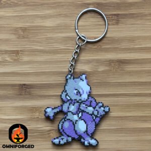 3D Printed Mewtwo Pokémon Keychain – Durable PLA Filament Accessory