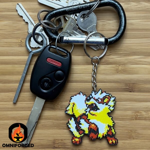 3D Printed Arcanine Pokémon Keychain – Durable PLA Filament Accessory