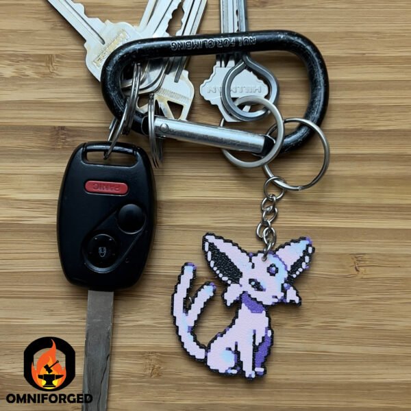 3D Printed Espeon Pokémon Keychain – Durable PLA Filament Accessory