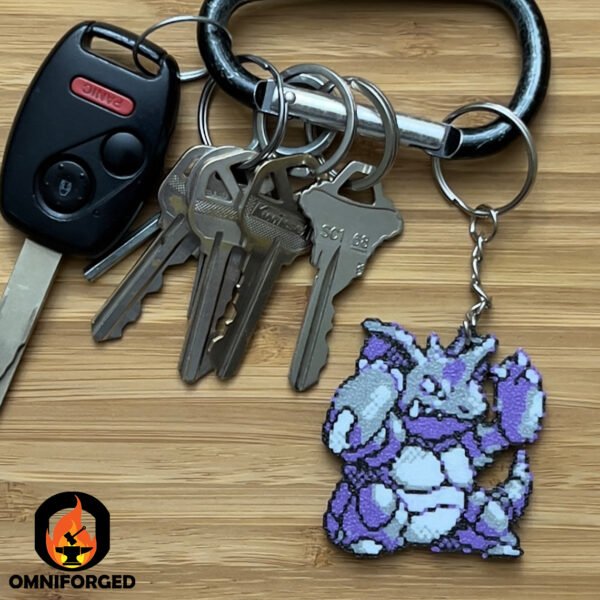 3D Printed Nidoking Pokémon Keychain – Durable PLA Filament Accessory