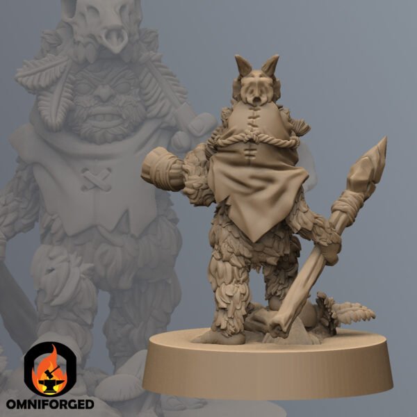 WAR0014 Thumb Back C Star Wars Legion Shatterpoint Ewok Warrior with spear and horn Endor Rebels Miniature War Bear Studios