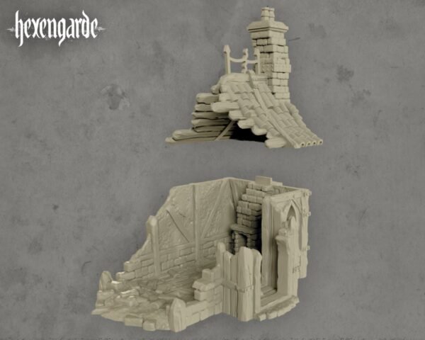 image10 Medieval Cottage House Ruin Wargaming Terrain Dungeons and Dragons DnD